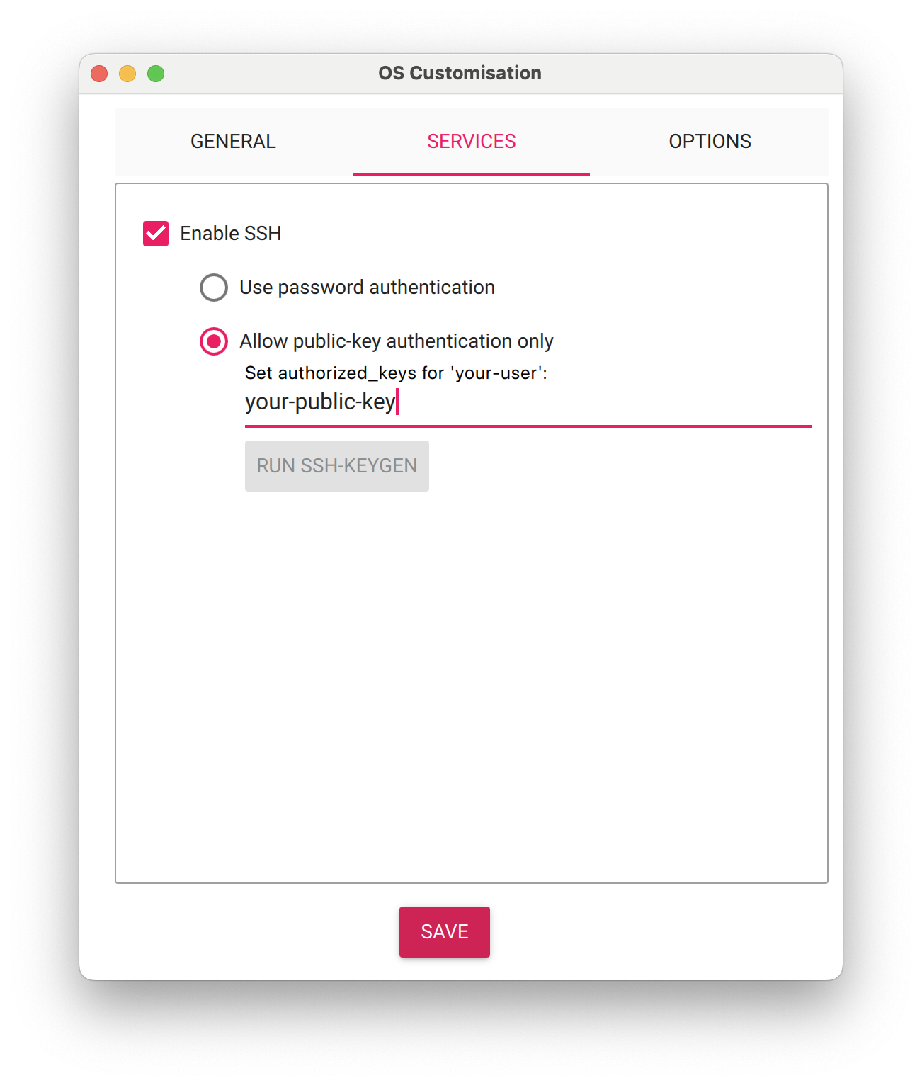 Raspberry Pi OS SSH Public Key in Raspberry Pi Imager